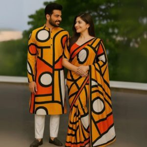 Eid Special Couple Sharee Panjabi Combo (Texture )