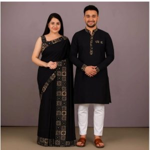 Eid Special Couple Sharee Panjabi Combo (Black)