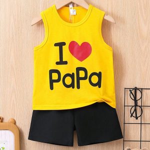 Baby Tshirt and Pant Set- Yellow-black