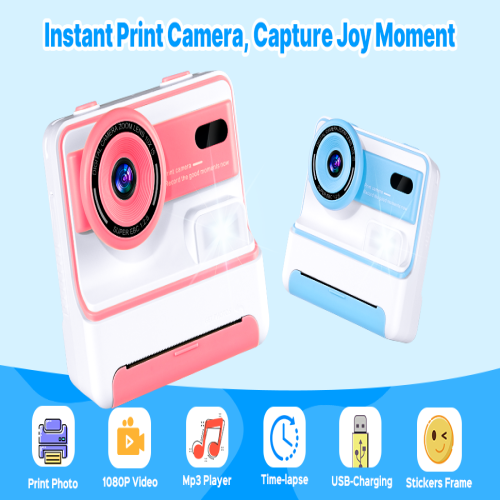 Kids Mini Instant Print Camera Dual Lens 2.4 Screen - Image 2