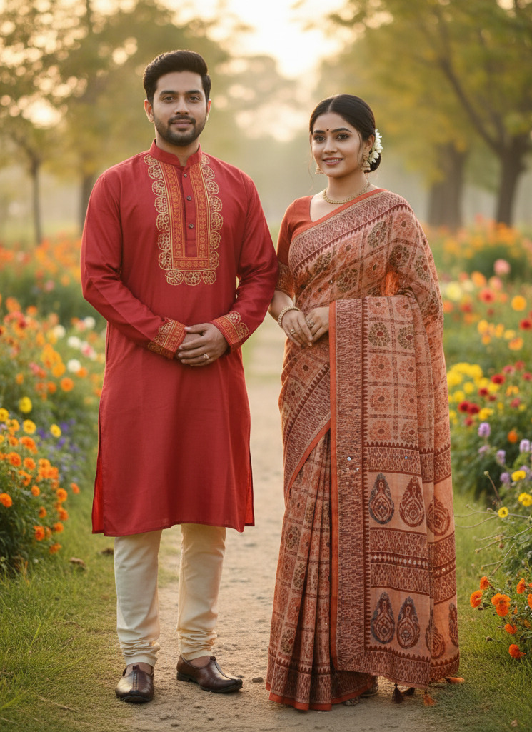 Couple Sharee and Panjabi - Image 2