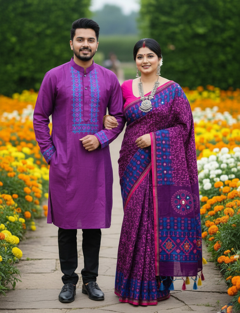 Couple Sharee and Panjabi