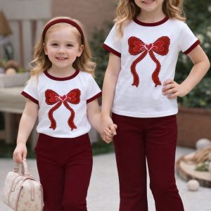 Half Sleeve T-shirt and Pant Set- White Brown Combination