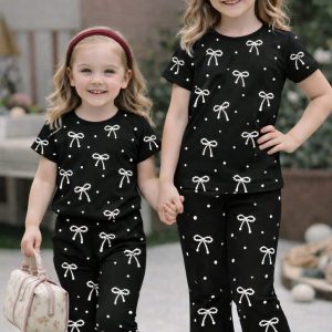 Half Sleeve T-shirt and Pant Set- Black Print Combination