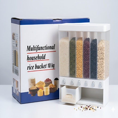10KG Multi Functional Household Rice Storage Bucket with Multi Grain Dispenser